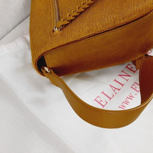 Elaine Turner Cam Crosssbody Bag Calf Hair Golden Flag Handbag with Dust Bag - Picture 4 of 16